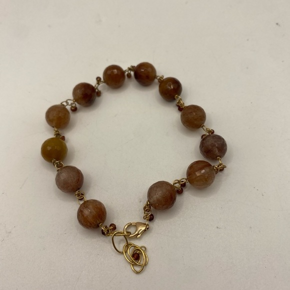 14k Gold Filled Gemstone Bracelet 7” - Picture 3 of 8
